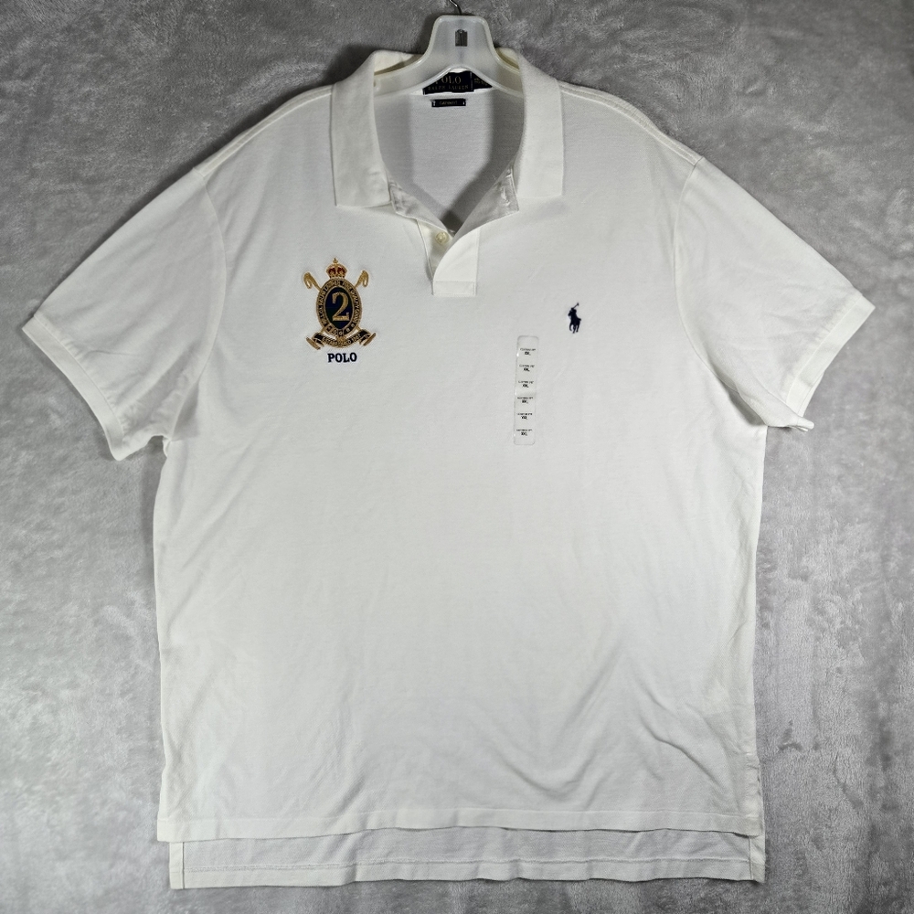 Polo Ralph Lauren Polo Mens Size 2XL XXL Crown Crest Custom Fit Rugby White NWT